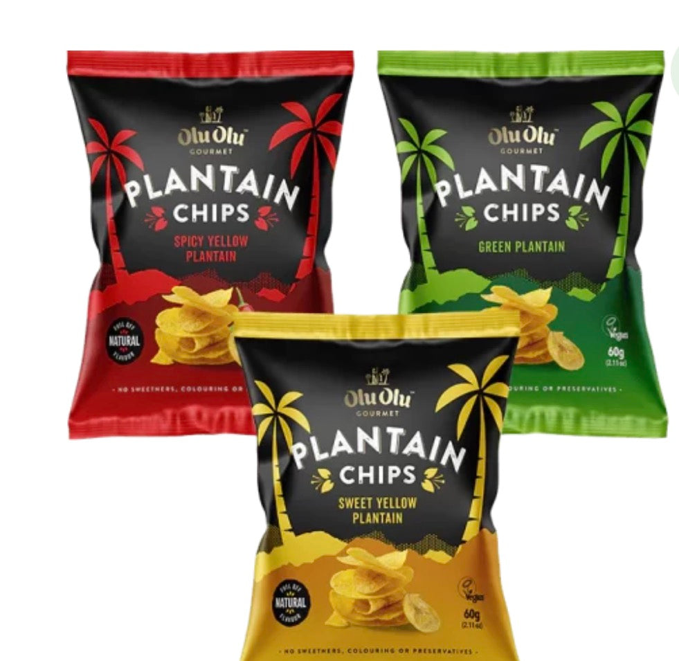 Box Olu Olu Plantain Chips – 60g x 24 Pack